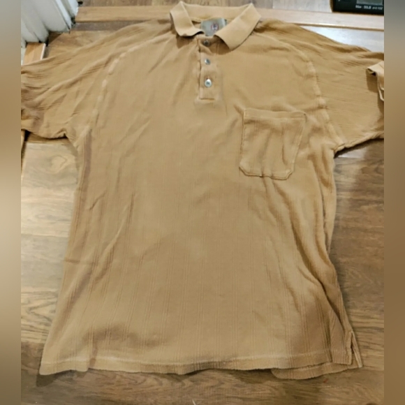 The Territory Ahead Other - VTG USA MADE The Territory Ahead Men’s Large Raised Stitching Tan Polo Shirt
